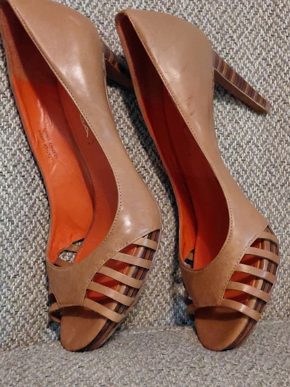 Via Spiga Italian Leather Cage Peep-Toe Heels - Size 5.5 M